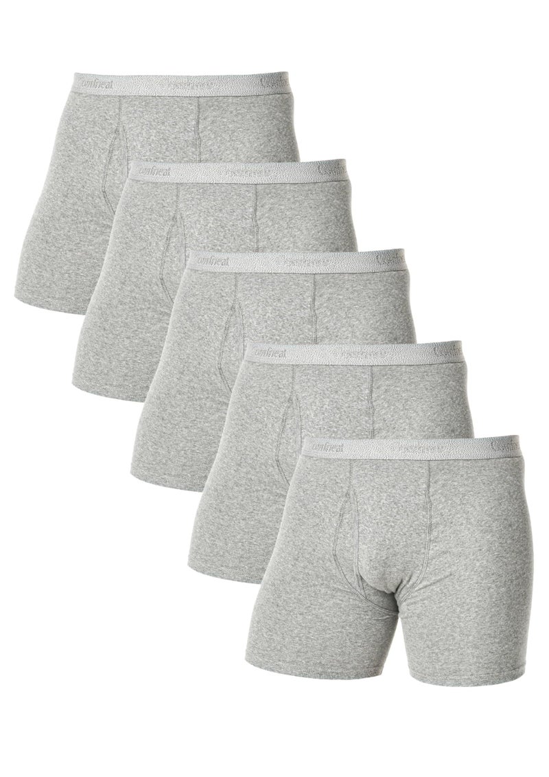 Comfneat Men's 5-Pack Boxer Briefs Super Stretchy Cotton Spandex Comfy Underwear (Grey Melange Pack-5, XXL) - Image 1
